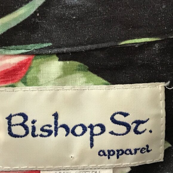 Bishop Street Hawaiian Shirt Men XL Green Floral Button Up Pocket Short Sleeve - Picture 3 of 11